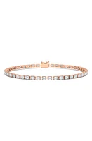 HauteCarat Emerald Cut Lab Created Diamond Tennis Bracelet in 6.69 Ctw Rose Gold at Nordstrom