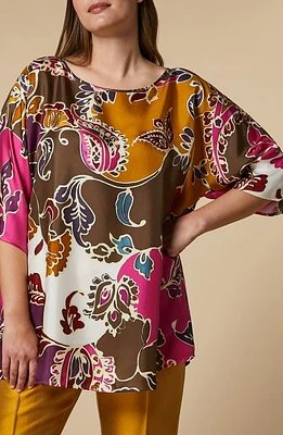 Marina Rinaldi Floral Silk Tunic Gold at Nordstrom,