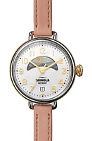 Shinola The Birdy Day & Night Leather Strap Watch, 38mm in White Mop at Nordstrom