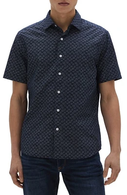 Robert Barakett Dixon Floral Print Short Sleeve Button-Up Shirt in Navy at Nordstrom, Size Large