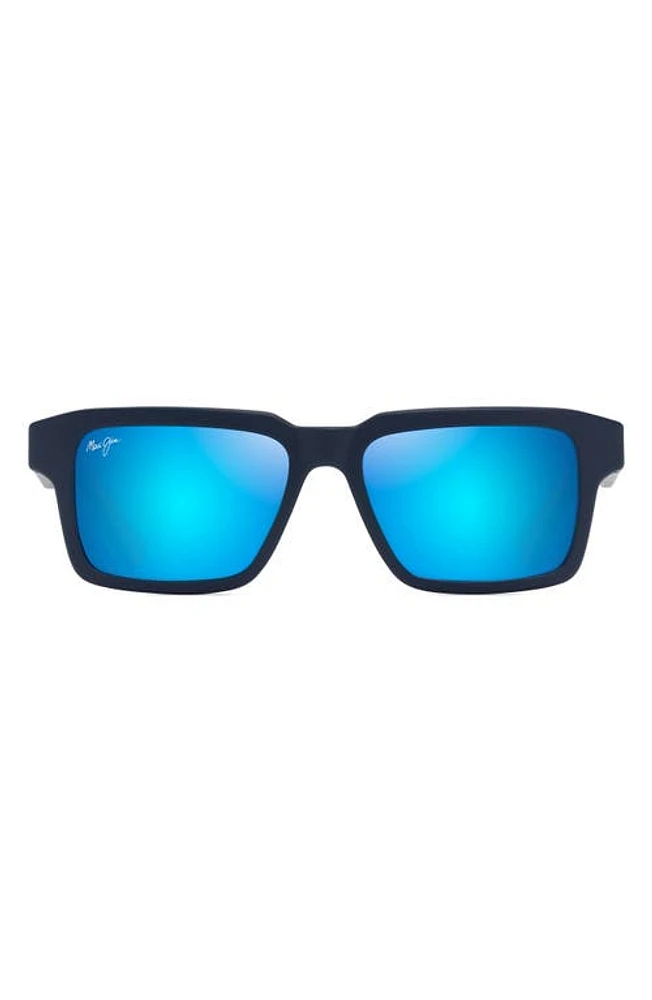 Maui Jim Kahiko 53mm PolarizedPlus2 Gradient Square Sunglasses in Matte Dark Blue at Nordstrom