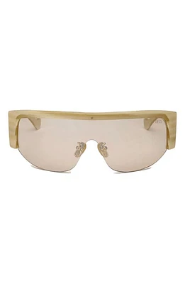 DEZI Thique 125mm Oversize Rimless Shield Sunglasses in Ivory /Flash Beige at Nordstrom