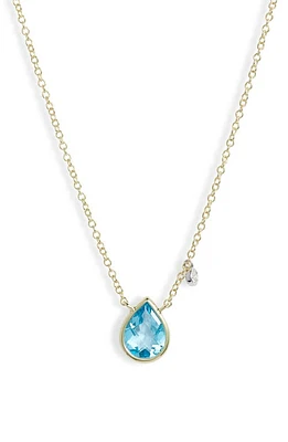 Meira T Blue Topaz & Diamond Pendant Necklace in Yellow at Nordstrom, Size 18