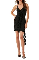 ASTR the Label Ruffle Halter Minidress Black at Nordstrom,