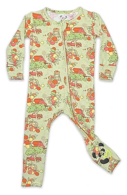 Bellabu Bear Kids' Apple Orchard Fitted One-Piece Convertible Pajamas in Green at Nordstrom, Size Newborn