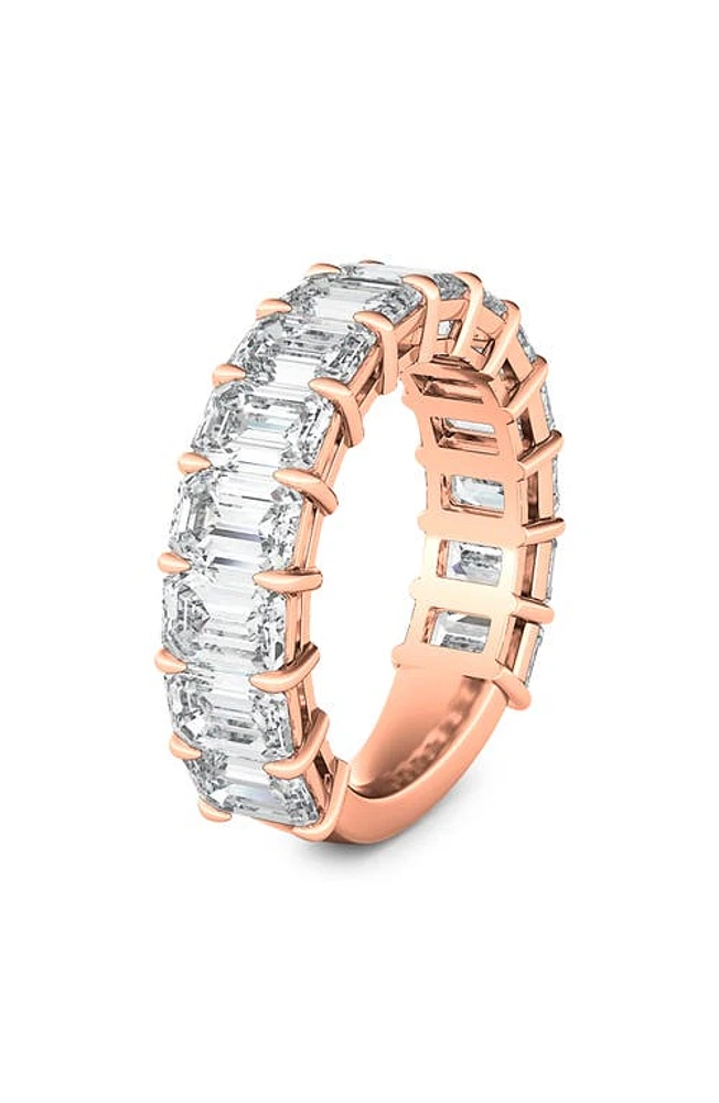 HauteCarat Emerald Cut Lab Created Diamond Eternity Ring in Rose Gold at Nordstrom