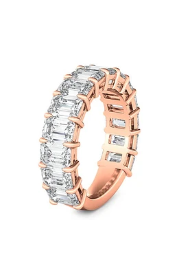 HauteCarat Emerald Cut Lab Created Diamond Eternity Ring in Rose Gold at Nordstrom