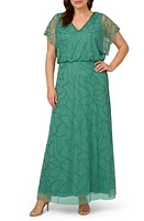 Adrianna Papell Beaded Mesh Blouson Gown at Nordstrom,