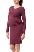 Stowaway Collection Sunburst Long Sleeve Body-Con Maternity Dress Wine at Nordstrom,