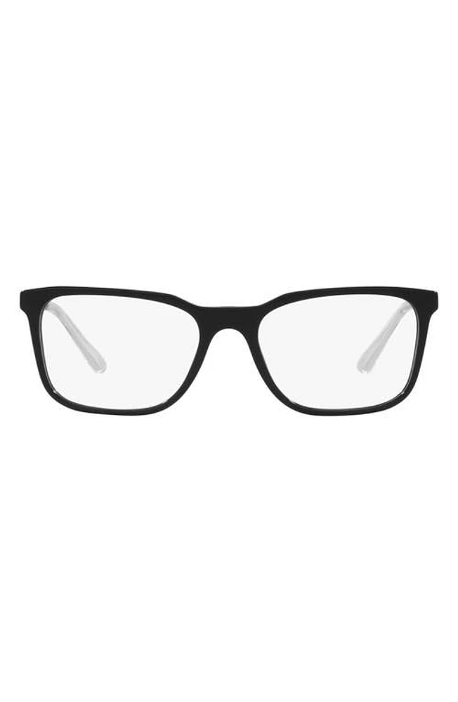 Prada 56mm Rectangular Optical Glasses in Black at Nordstrom