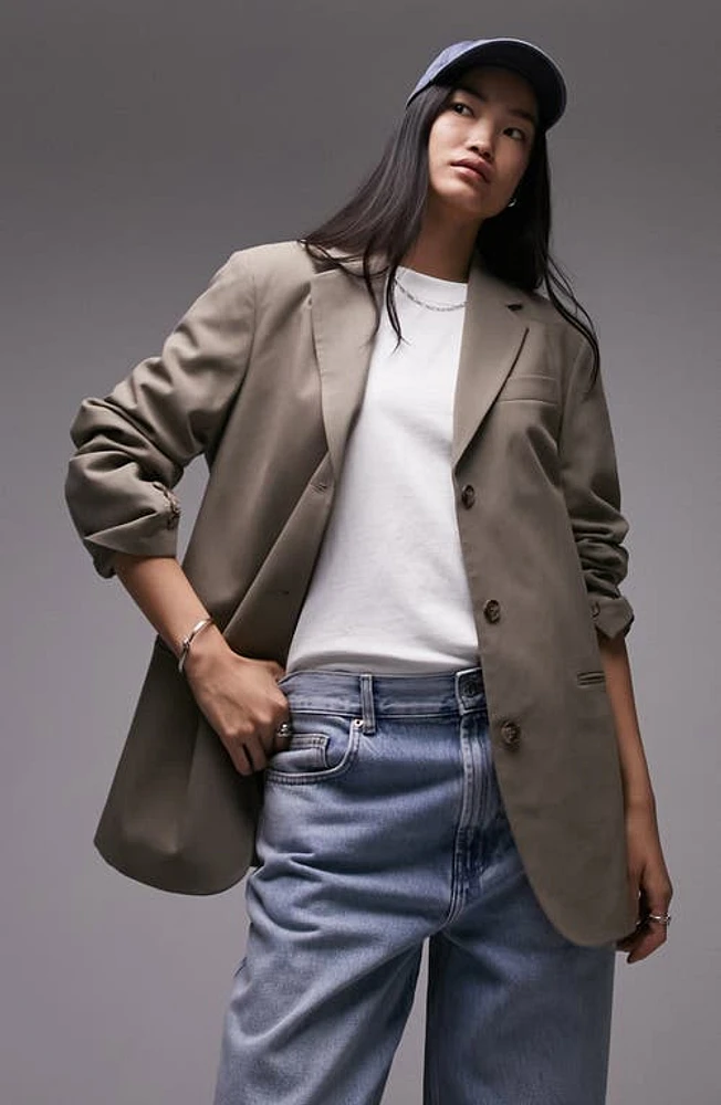 Topshop Oversize Blazer Dark Grey at Nordstrom, Us