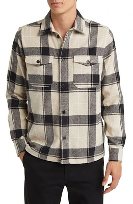 Les Deux Lennon Check Cotton Blend Shirt Jacket in Dusty Teak/Black at Nordstrom, Size Medium