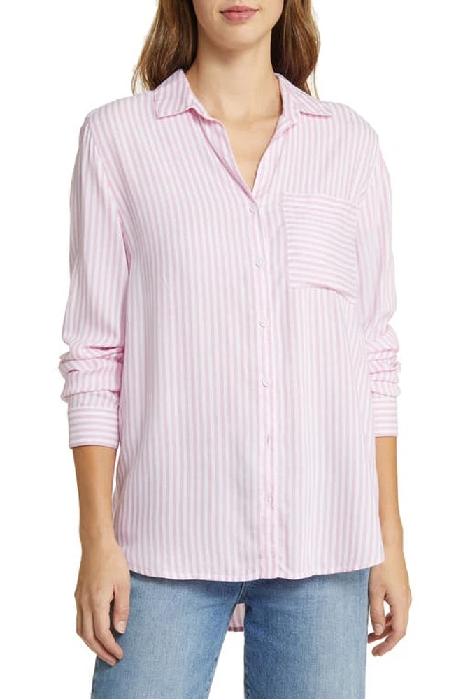 beachlunchlounge Eden Stripe Shirt in Pink Sunset at Nordstrom, Size Medium