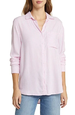 beachlunchlounge Eden Stripe Shirt in Pink Sunset at Nordstrom, Size Medium