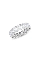 HauteCarat Emerald Cut Lab Created Diamond Eternity Ring in 18K Gold at Nordstrom