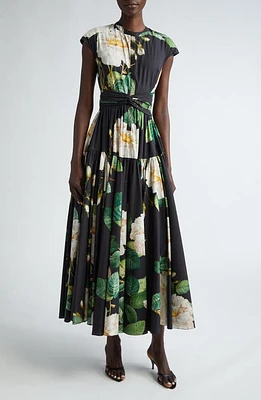 Giambattista Valli Giant Bloom Print Maxi Dress Black/Green at Nordstrom, Us