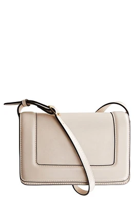 MANGO Faux Leather Flap Crossbody Bag in Off White at Nordstrom