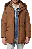 Andrew Marc Tremont Water Resistant Down Quilted Parka with Faux Fur Trim Sepia at Nordstrom,