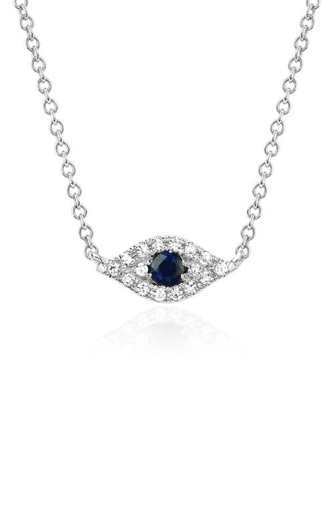 EF Collection Diamond & Sapphire Evil Eye Choker Necklace in 14K White Gold at Nordstrom