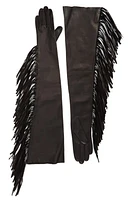 Seymoure Runway Fringe Long Leather Gloves in Black at Nordstrom, Size X-Small