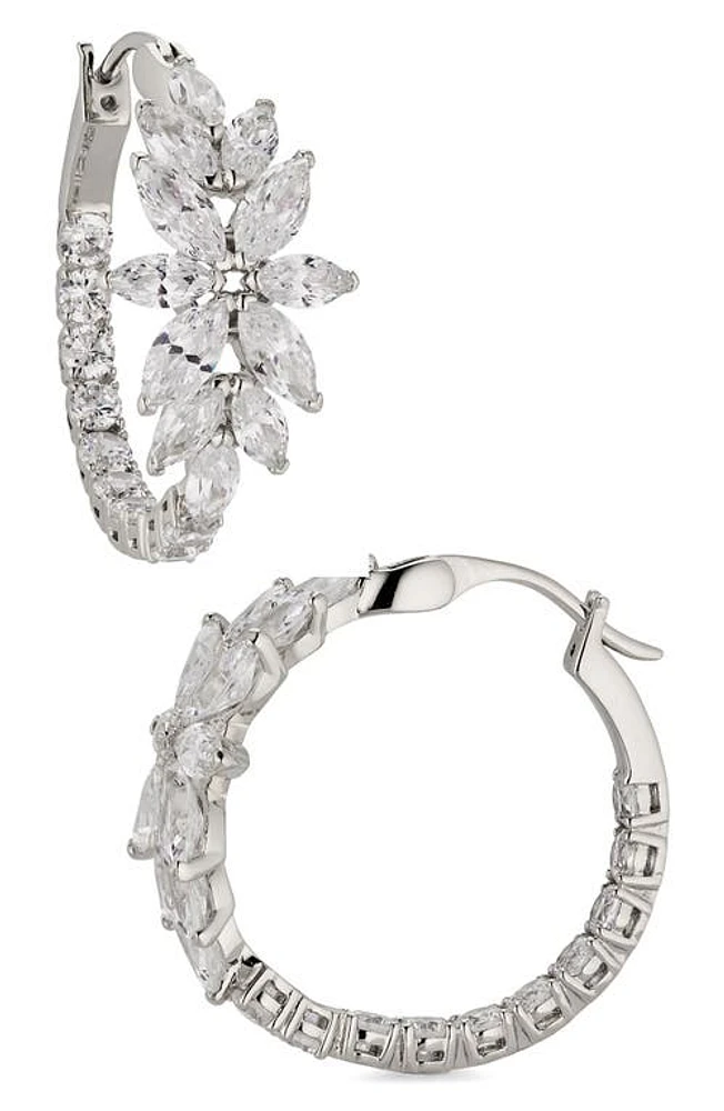 Nadri Midsommer Cubic Zirconia Hoop Earrings in Rhodium at Nordstrom