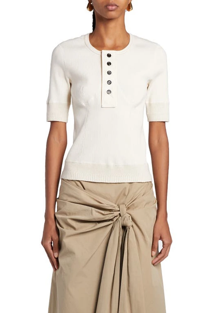 Bottega Veneta Rib Compact Henley Top Sea Salt at Nordstrom,