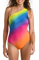 La Blanca Rainbow Shirred One-Shoulder One-Piece Swimsuit Multi at Nordstrom,