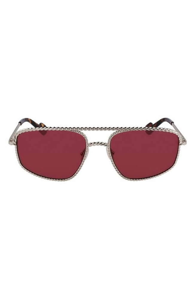 Lanvin 58mm Navigator Sunglasses in Gold/Burgundy at Nordstrom