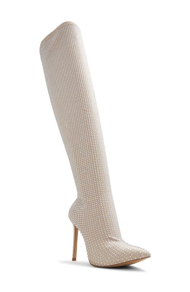 ALDO Nassia Embellished Pointed Toe Over the Knee Boot Bone at Nordstrom,