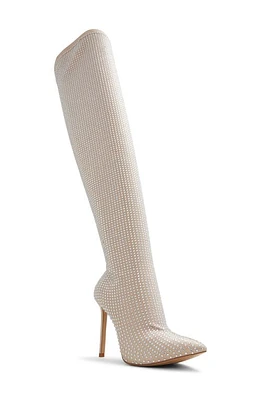 ALDO Nassia Embellished Pointed Toe Over the Knee Boot Bone at Nordstrom,