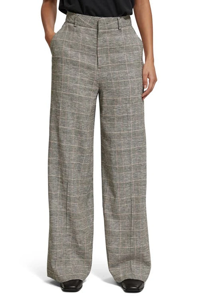 Scotch & Soda Hana High Waist Wide Leg Linen Blend Trousers Prince Of Wales Chec at Nordstrom, X 32