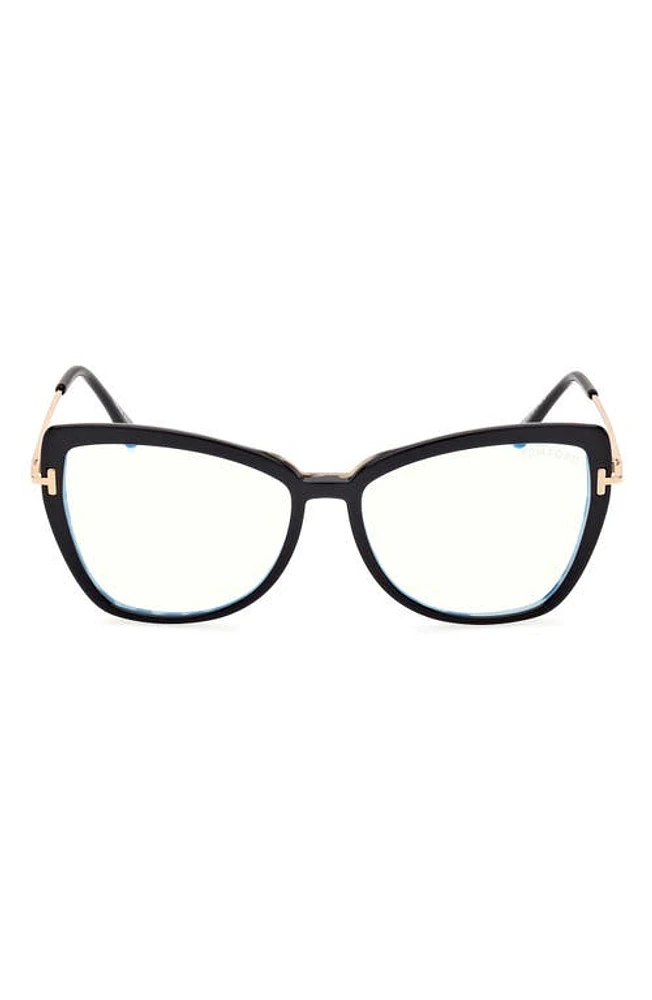 TOM FORD 55mm Butterfly Blue Light Blocking Glasses in /other at Nordstrom