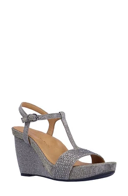 L'Amour des Pieds Idelle T-Strap Wedge Sandal Pewter at Nordstrom,