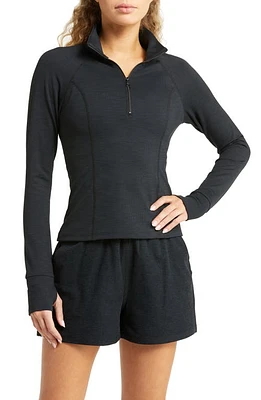 Beyond Yoga Heather Rib Take a Hike Pullover Black at Nordstrom,