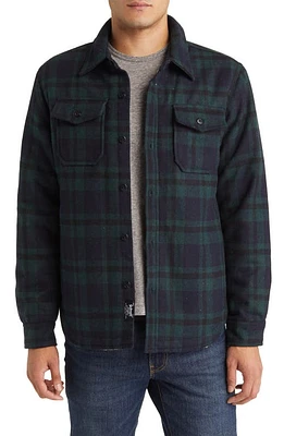 Schott NYC Plaid Wool Blend Shirt Jacket in Hunter Green at Nordstrom, Size Xx-Large