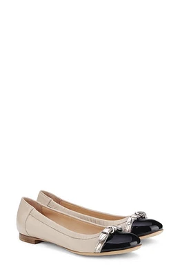 AGL Monika Cap Toe Ballet Flat Nero Beige Coal at Nordstrom,