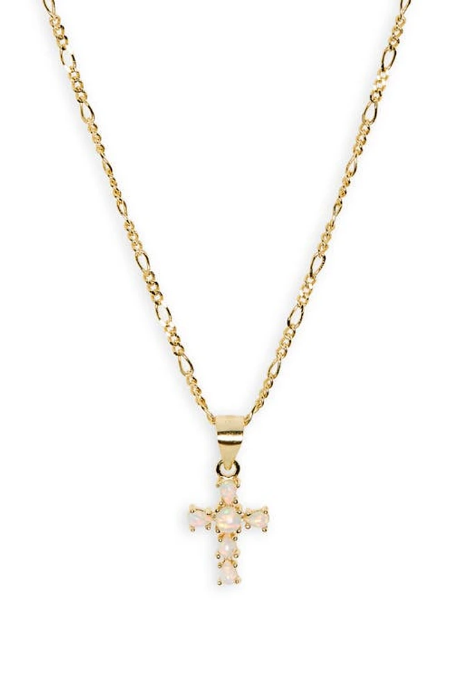 Argento Vivo Sterling Silver Opal Cross Pendant Necklace in Gold at Nordstrom