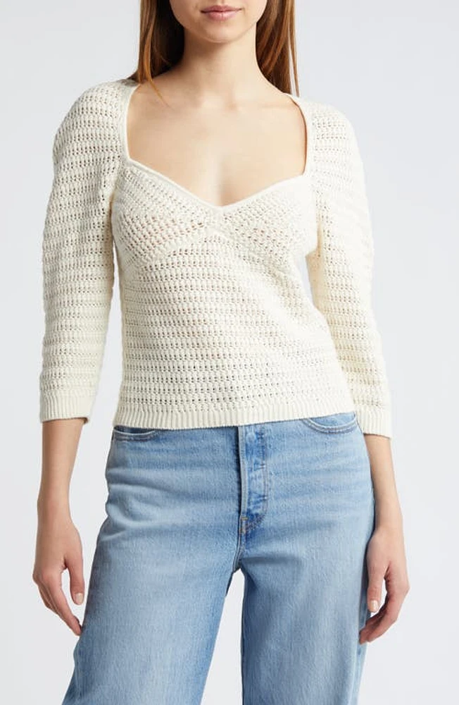 Le Jean Linen & Cotton Knit Top Sand at Nordstrom,