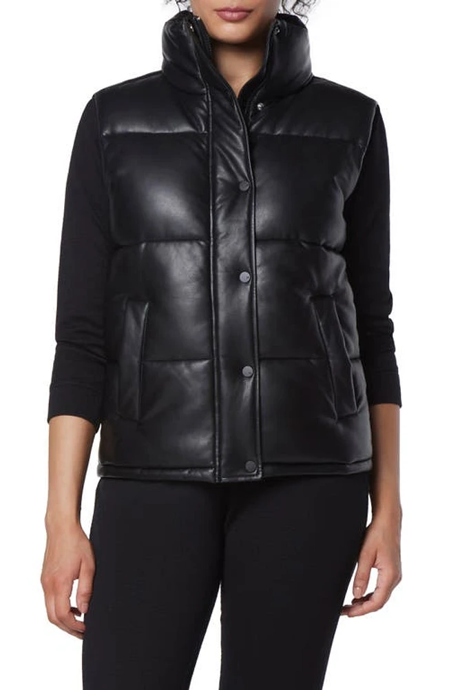 Marc New York Performance Faux Leather Puffer Vest Black at Nordstrom,