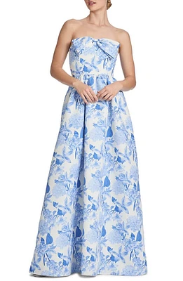 Sachin & Babi Isabeau Floral Strapless Gown Powder Azure Fields at Nordstrom,