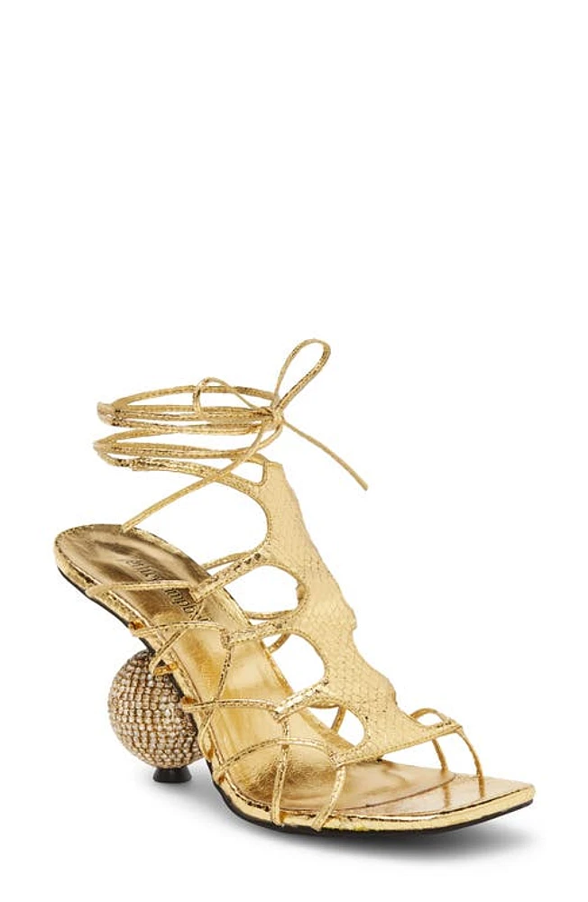 Jeffrey Campbell Le Freak Ankle Wrap Sandal Gold Metallic Snake at Nordstrom,