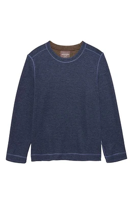 Johnston & Murphy Kids' Reversible Cotton Blend Sweatshirt Navy/Brown at