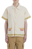 FOUND Moth Cotton Graphic Camp Shirt Cream at Nordstrom,