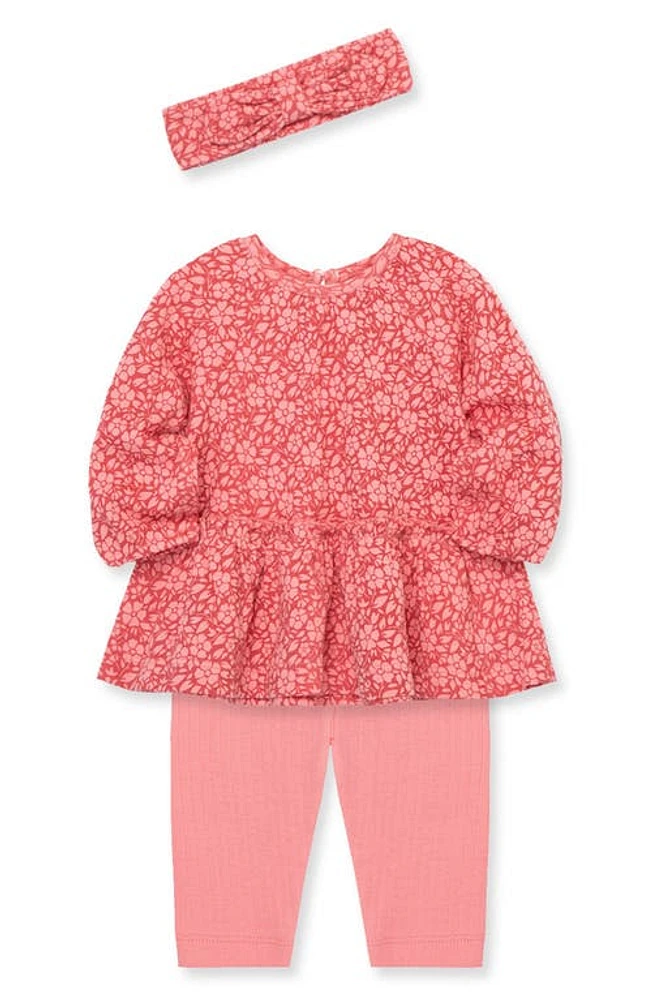 Little Me Floral Tunic, Headband & Leggings Set in Pink at Nordstrom, Size 9M