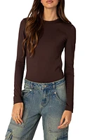 EDIKTED Neta Back Cutout Long Sleeve Bodysuit Brown at Nordstrom,