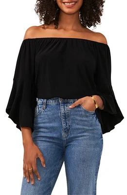 Vince Camuto Off the Shoulder Flutter Sleeve Top Rich Black at Nordstrom,