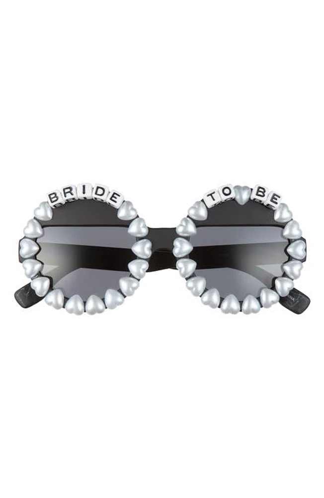 Rad + Refined Bride to Be Embellished Round Sunglasses in Black/Black at Nordstrom