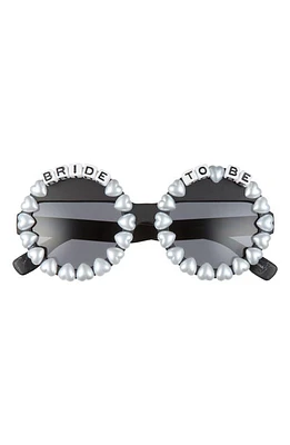 Rad + Refined Bride to Be Embellished Round Sunglasses in Black/Black at Nordstrom