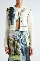 Erdem Mixed Media Crop Cardigan in Calico at Nordstrom, Size Small