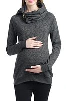 Kimi and Kai 'Thea' Zip Collar Maternity Sweatshirt Gray at Nordstrom,